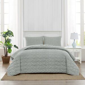 Caro Home 3-piece Cotton Quilt Set, Priya Sage, Queen, NWT